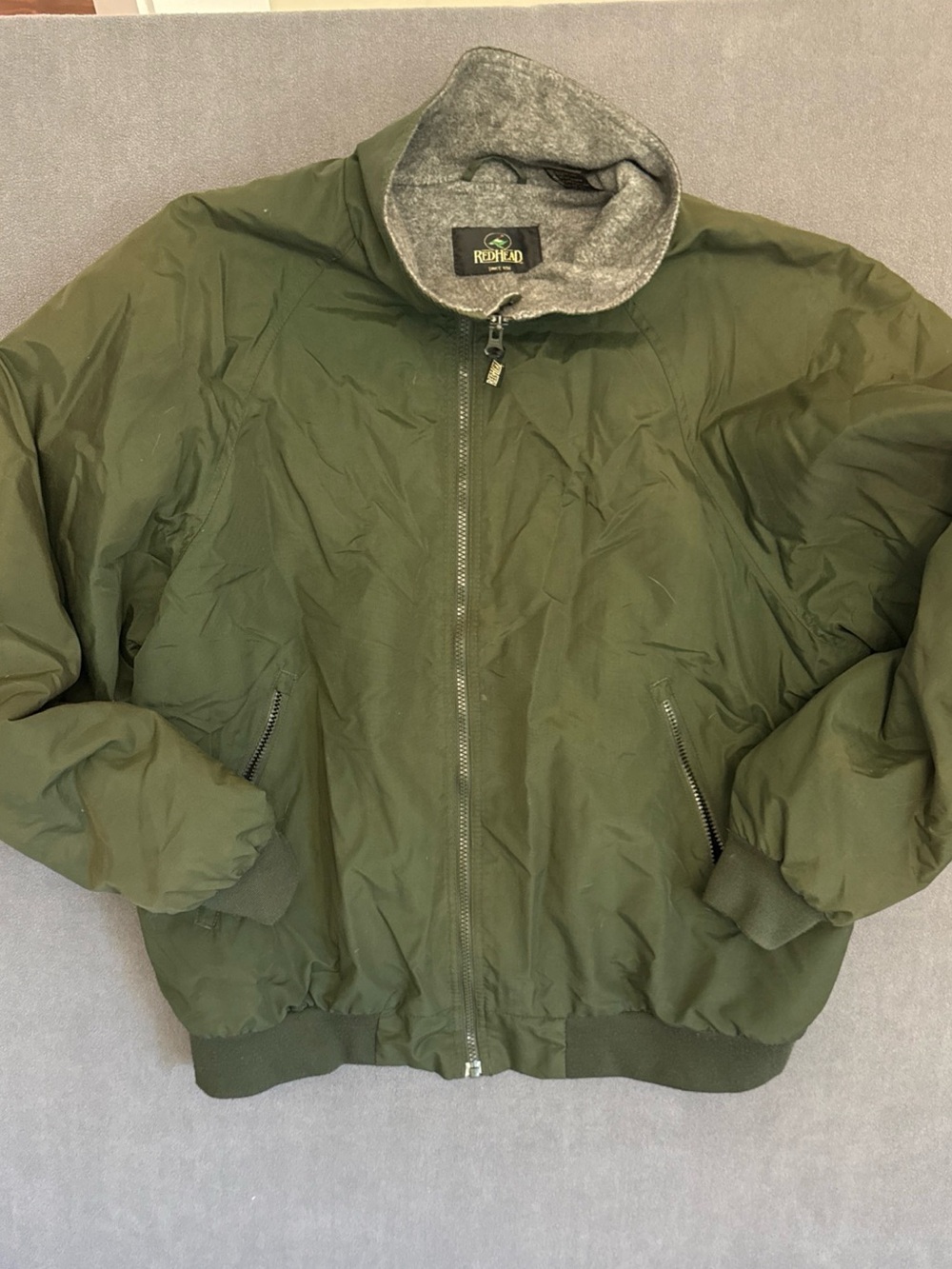 RedHead Men's Grey Sweater Zip-Up with Olive Accents